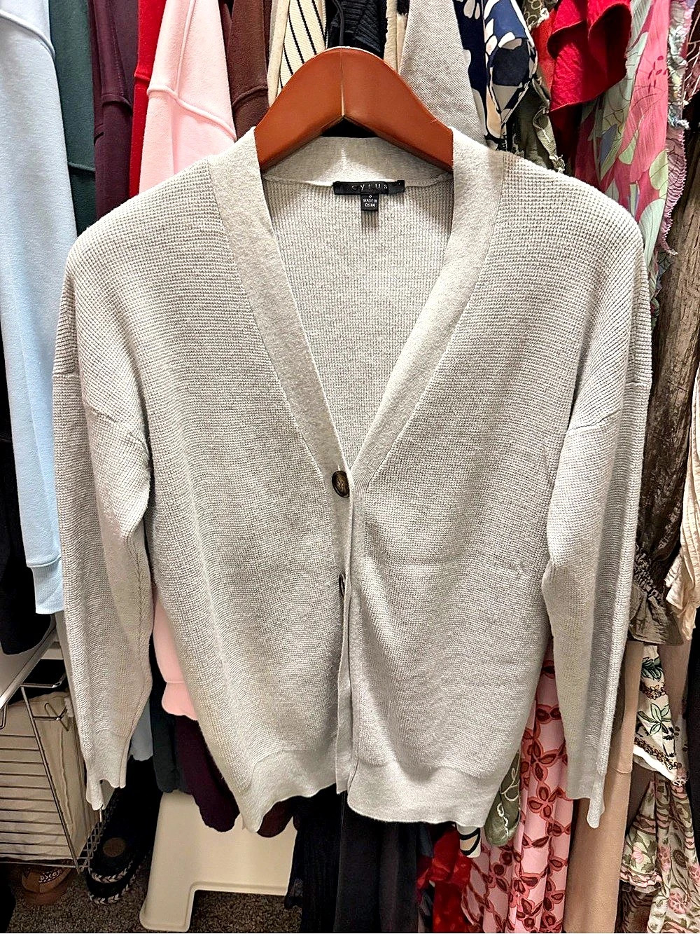 Cyrus Button-Front Cardigan in grey Size Medium. Excellent condition
